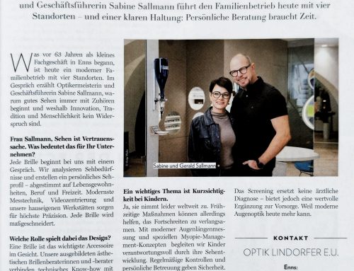 Sehen ist Vertrauenssache  – Artikel in der Oberösterreicherin 04.26